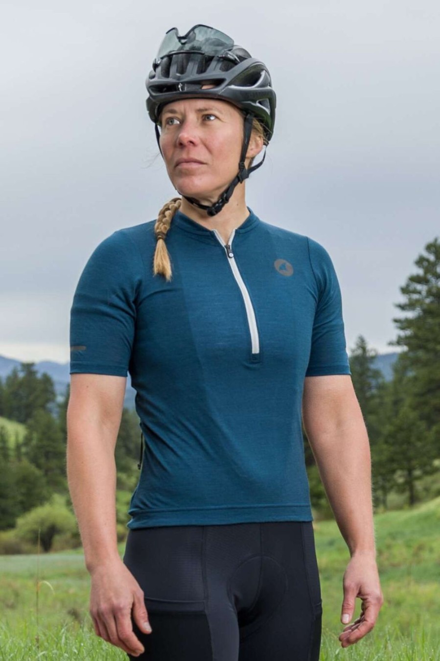 Women'S Pactimo Short Sleeve Jerseys | Women'S Range Merino Cargo Jersey Midnight Navy